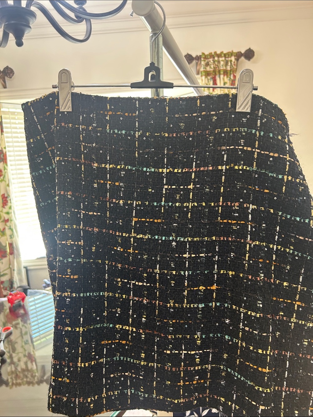 LOFT Black Tweed Mini Skirt with Multicolor Thread